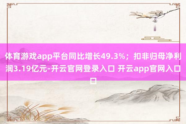 体育游戏app平台同比增长49.3%；扣非归母净利润3.19亿元-开云官网登录入口 开云app官网入口