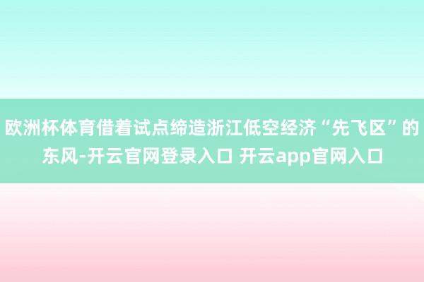 欧洲杯体育借着试点缔造浙江低空经济“先飞区”的东风-开云官网登录入口 开云app官网入口